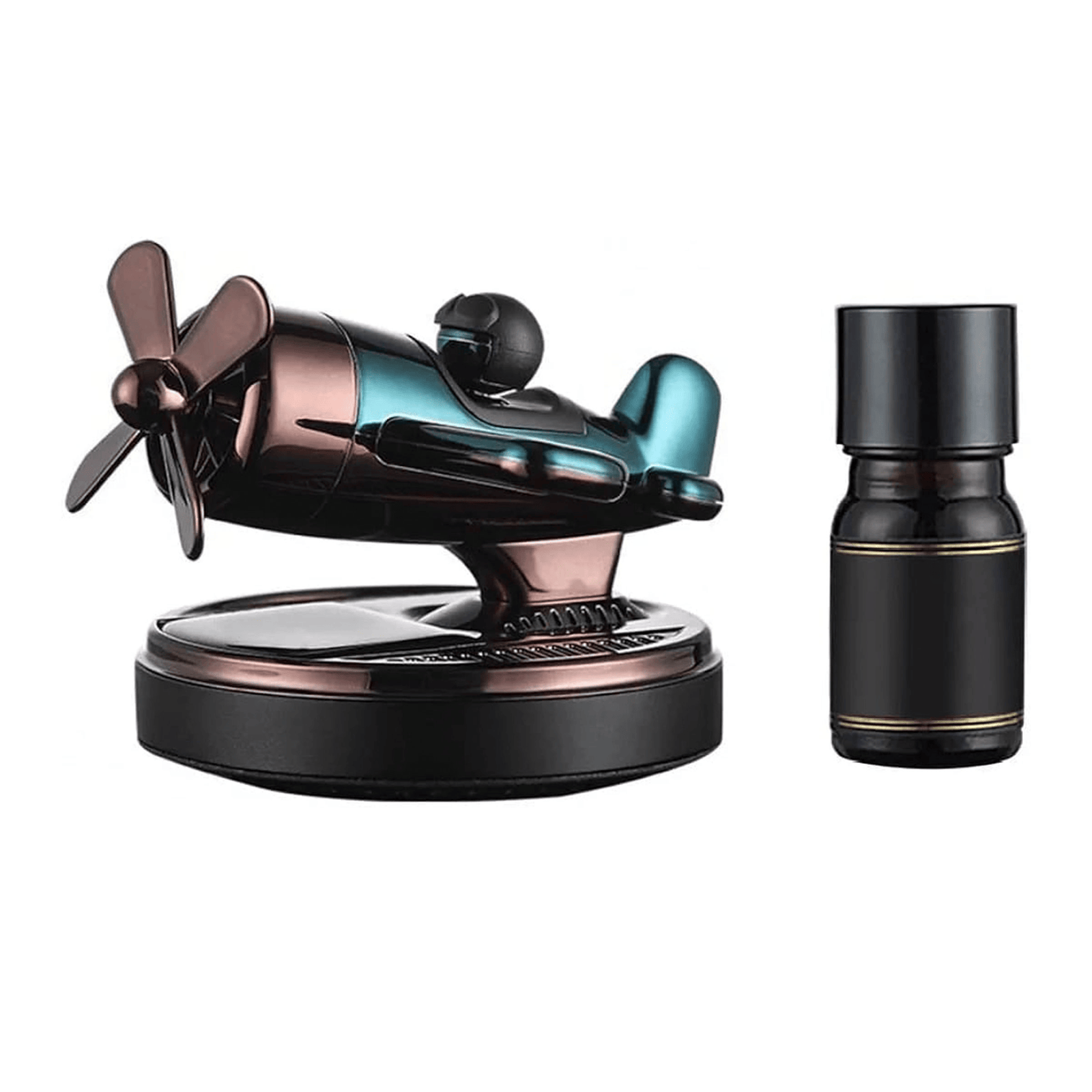 Aircraft Shaped Solar Powered Rotating Fan With Air Freshener Refill (Mix Color)